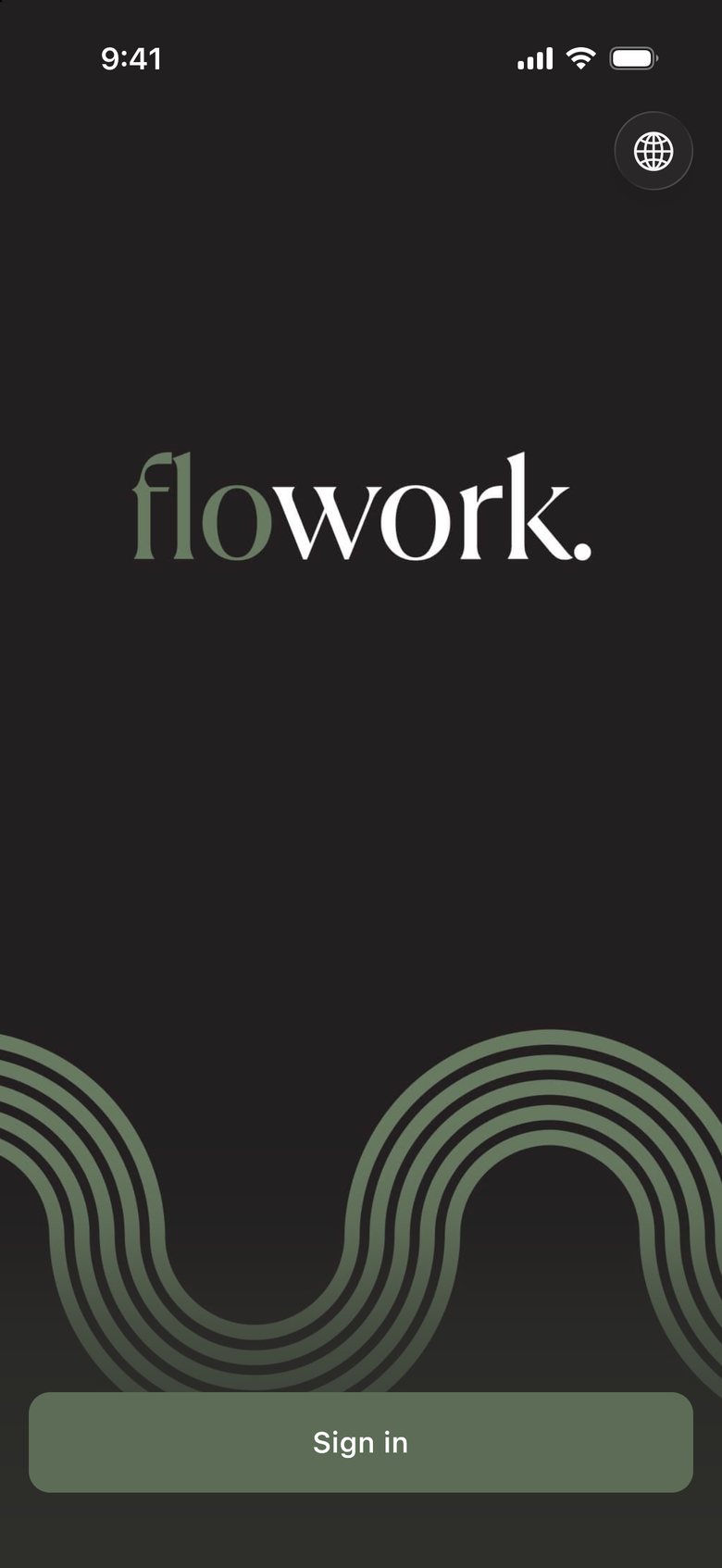 Current app: Welcome screen
